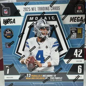 Panini 2025 Mosaic Football Mega Box - 42 Cards Total with 13 Parallels Including 10 Exclusive Reactive Purple Cards per Box