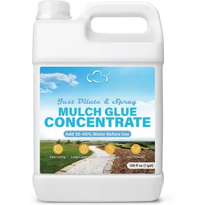 Concentrated Mulch Glue for Landscaping 1 gal, Landscape Rock Glue for Mulch, Pebbles & Rocks, Add 30-50% Water for Greater Coverage & Value, Smooth Spraying,  Hold,  Gloss Finish