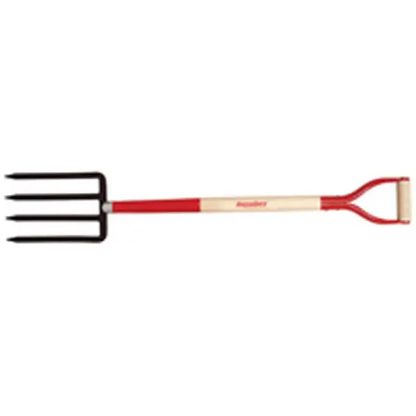 Ames True Temper 72103-SALD Garden Spading Fork, 4 Steel Tines, 7x11 Fork Head, Wooden Grip for Soil Turning Tasks