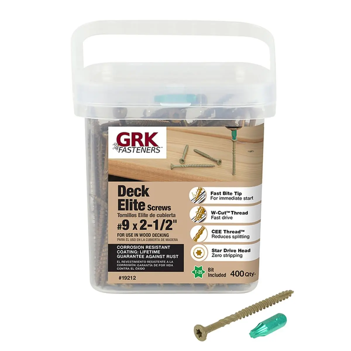 212 MAIN Self Drilling Steel Screws, GRK 5026993 No. 9 x 2.5 in. Star Bugle Head with Driver Bit, 400-Pack for Outdoor Decks