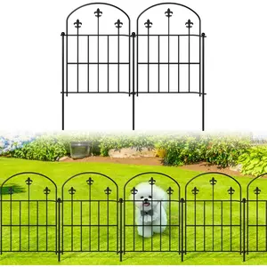 Decorative Garden Fence Border 10 Pack 22in(H) x 10ft(L), Black Rustproof Metal Garden Fencing  Barrier for Dogs