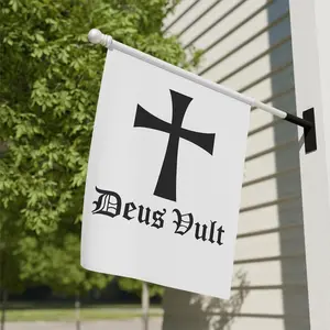 Deus Vult Flag God Wills It Black Crusader Cross Banner Medieval Christian Garden Flag Latin Catholic Templar Outdoor Faith Decor