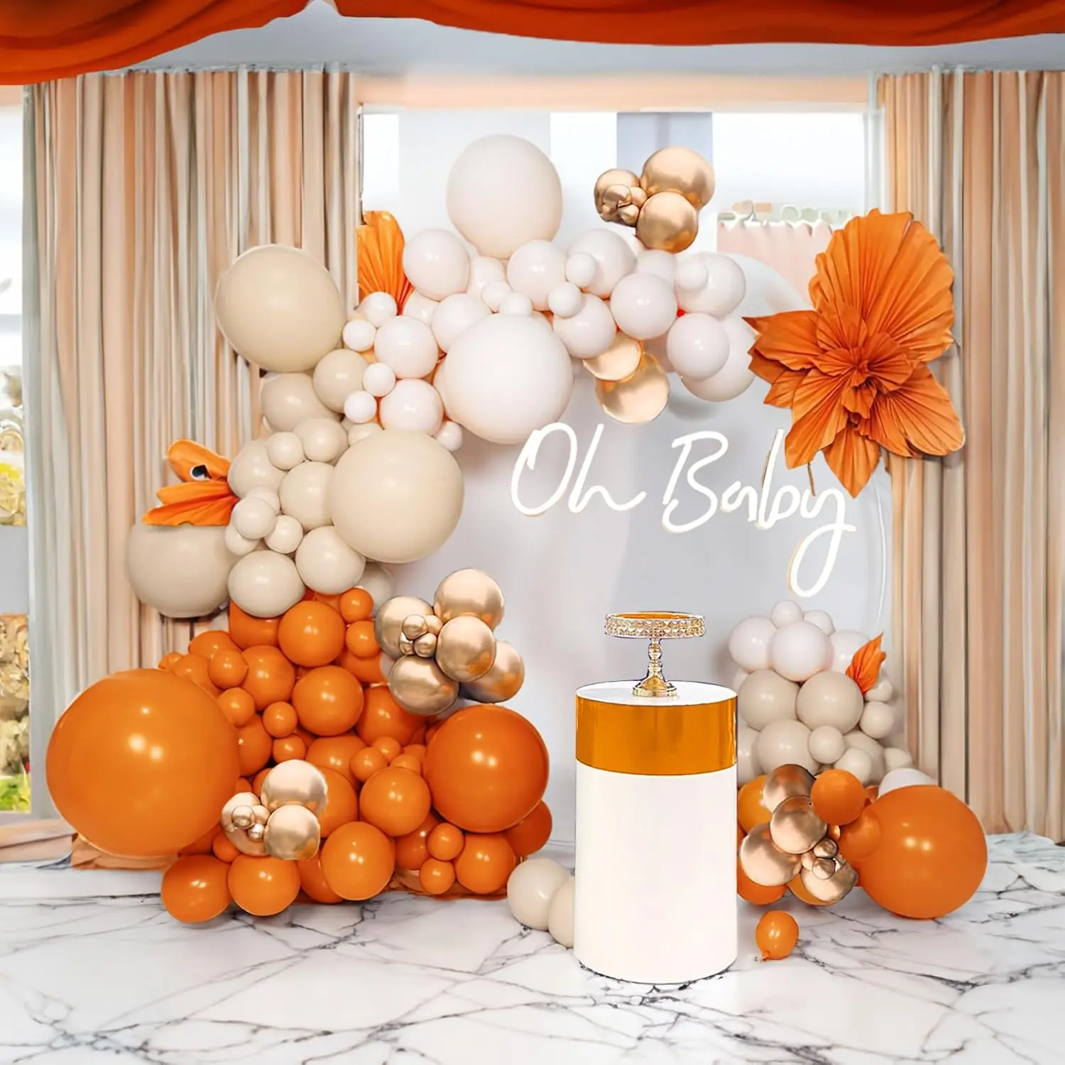 Fall Colors Balloon Garland Arch Kit 107 Pcs Double Stuffed Burnt Orange Balloons For Fall Baby Shower Boho Bridal Shower Birthday Thanksgiving Party Decorations
