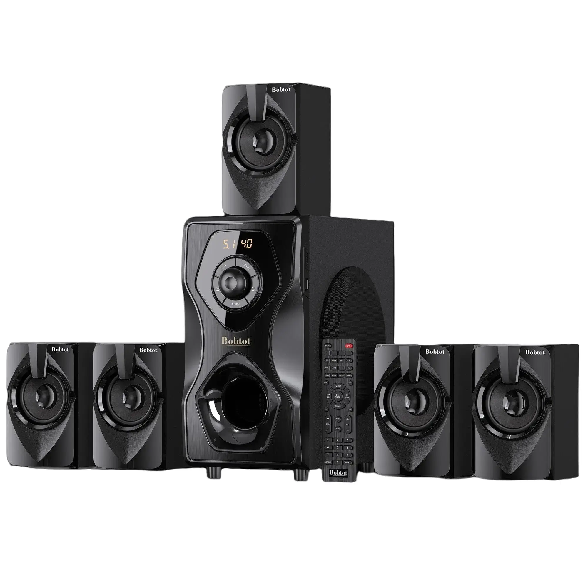 Bobtot B48S 5.1 Surround Sound Home Theater Speaker System - 700W Amplifier, 5.1 Channel Speakers, Audio Entertainment Solution