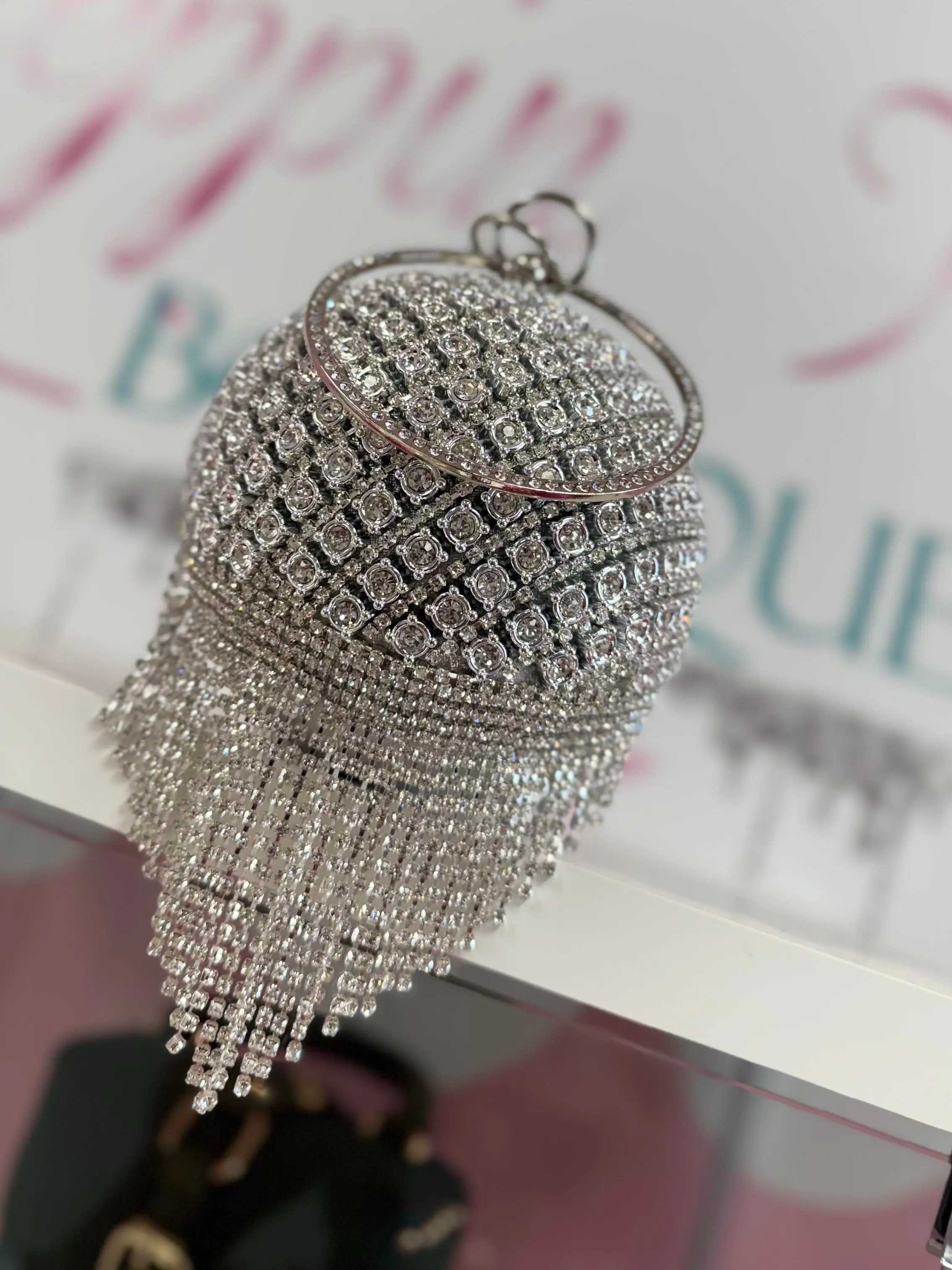 Silver Studded Round Purse