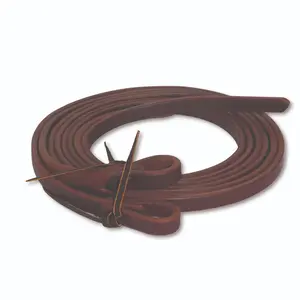Professional's Choice Ranch Heavy Oil Harness Leather Split Reins - 7' 3" Length - Weighted Tails ⅜"
