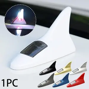 Solar Powered Shark Fin LED Warning Light, Universal Car Roof Anti-Collision Rear-End Strobe Lamp with 7-Color Flashing Modes, No Wiring Required, Auto Safety Reminder for Vehicle Driving