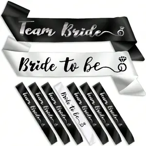 1/7/11 Pcs Silver Glitter Bridal Sash Set, Black Bridesmaid Bride Sequins Shoulder Sashes, Bachelorette Wedding Party Dress Up Sash Accessories, Suitable for Bachelorette Party, Wedding Decor, Bridal Shower and Bridesmaid Gift Supplies
