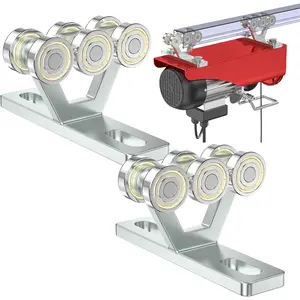 6 Wheel Hoist Trolley with Rollers - Strut Trolley Assembly for Electric Hoist - Fits 1-5/8" Wide and Taller Strut  - High Strength and Silent Operation