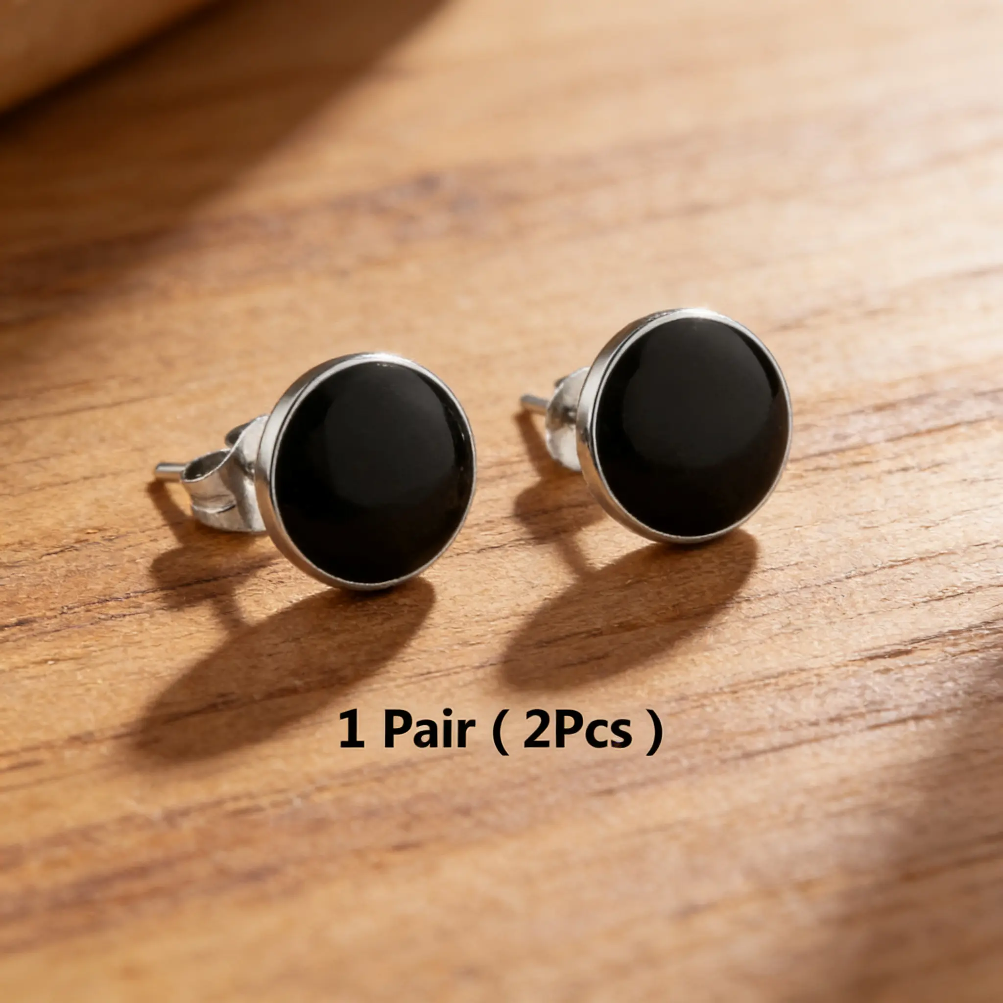 Unisex Surgical Stainless Steel Stud Earrings - Black Gold Plated, Fluorescent, Flat Back, Hypoallergenic for Sensitive Ears, Concise Alternative Style for Daily Wear, Earring Stack Compatible