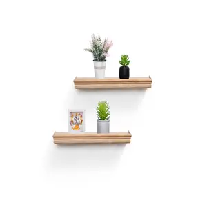 Floating Shelves 17.9" Wall Mounted Wood Shelves for Bathroom, Bedroom, Living Room, Kitchen, Hanging Shelf for Books/Storage/Decor with Invisible Brackets