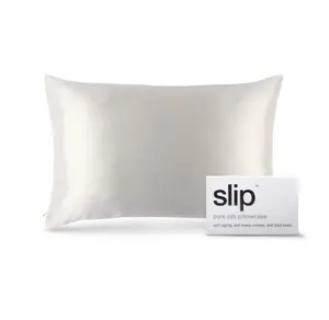 Slip Queen Pure Silk Pillow Case - 100% Pure Mulberry Silk - Queen Size Standard Pillow Case - Anti-Aging, Anti-BedHead, Anti-Sleep Crease, White (20" x 30")