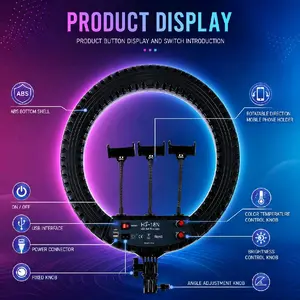 Photography 18 inch Ring Light LED Selfie Video with Remote Control Tripod Stand Photo Clip YouTube Live Streaming Lighting Photo Stodio Videography Equipment Photographic Kit Vlogging Kit Live stream Softbox