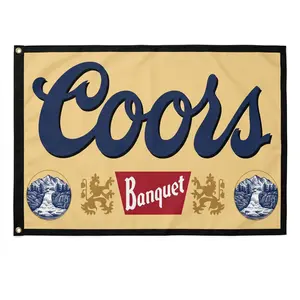 COORS BANQUET BEER 3'X5' FLAG BANNER MANCAVE COORS LIGHT BAR GARAGE COLORADO  - Wall Flag - Room Banner - Dorm Decor - Man Cave - Funny Flag - Frat Flag - College Flag - Wall Tapestry - Garage Banner - Room Flag