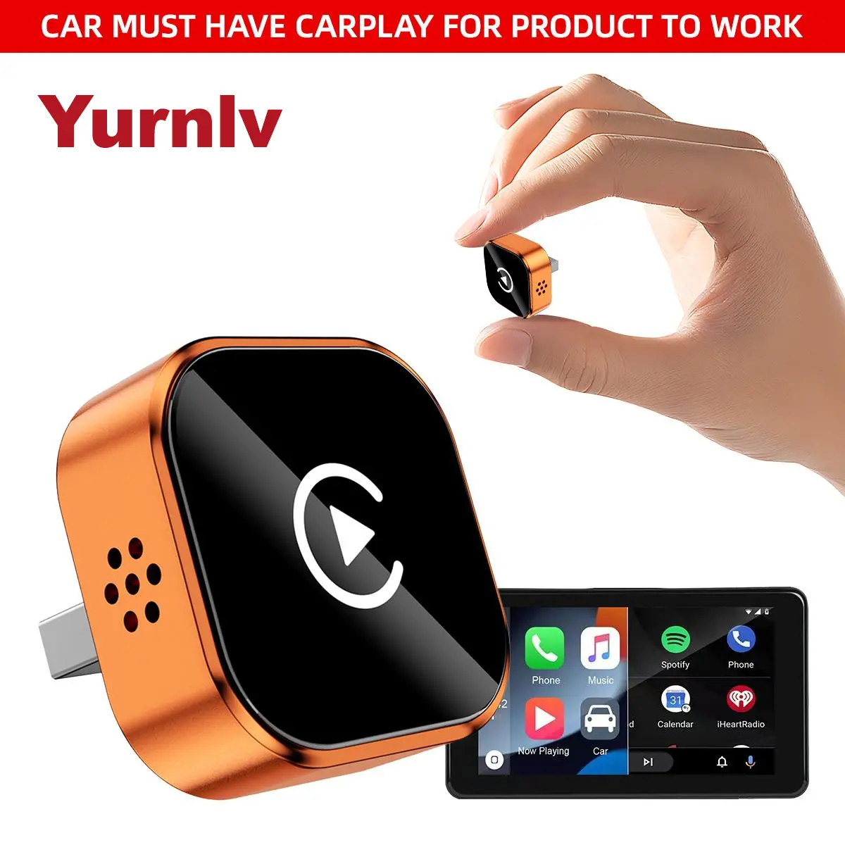 【Summervibes】YURNLV 2026 New Mini  Original CarPlay Wireless Adapter, Instant Auto-Connect, StableTransmission，Zero Delay, Hands-Free Calling, Plug-and-Play for iPhone/Android