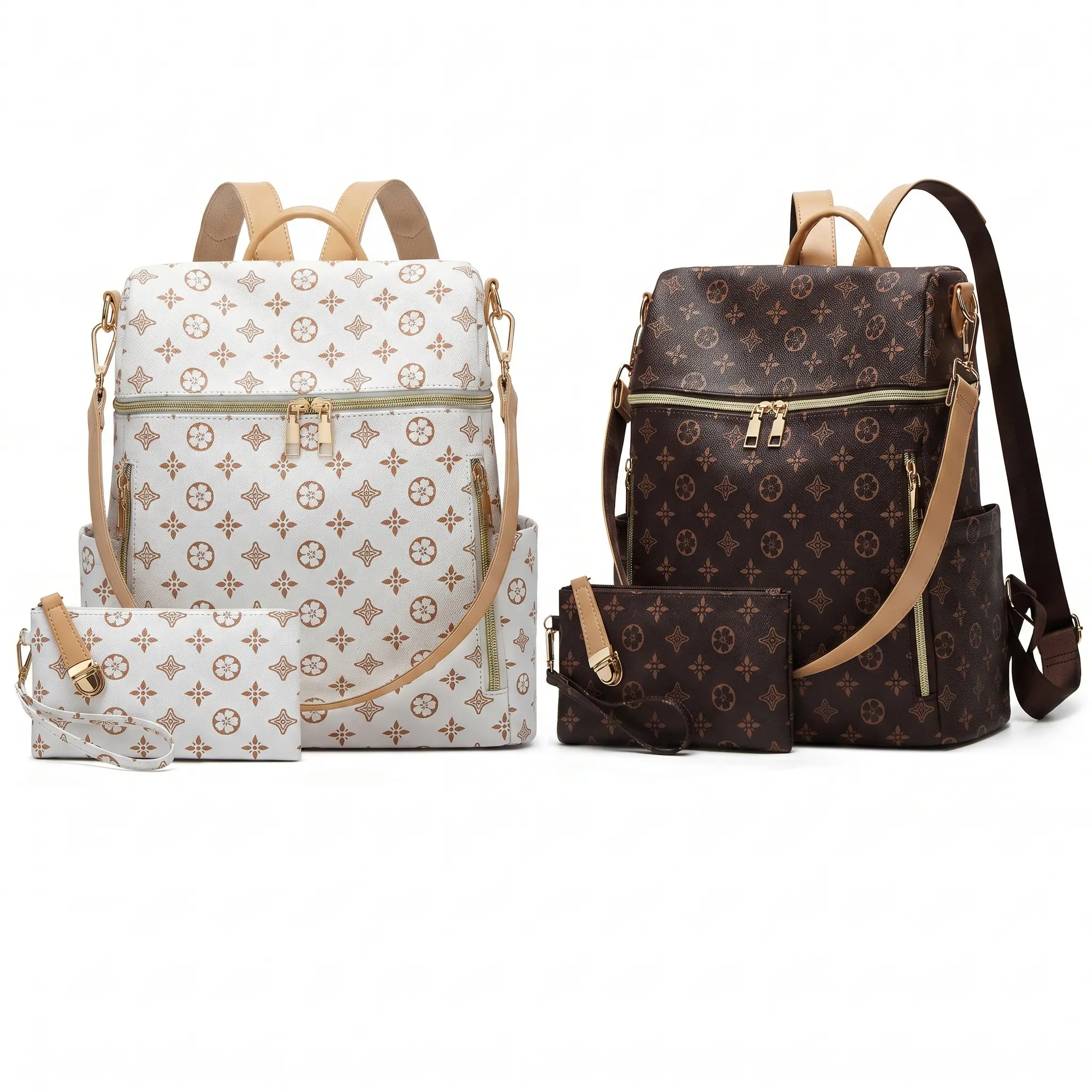 4 PCS Backpack Purse for Women PU Leather Backpack Ladies Fashion Handbag Designer Shoulder Bag Travel Bag