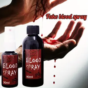 30/50/80/100ml Washable Halloween Fake Blood Spray, various fake vampire blood, party prank props, artificial blood solution, pranks, fake blood for eyes, clothes, clown makeup, vampires, zombies, and monsters, for movie/cosplay