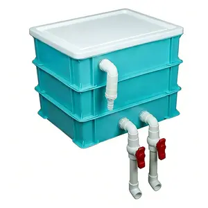 Turtle/fish Tank Filter, Three-Layer Filtration System with Lid and Pipes, Top Water Circulation, Oxygenating Bacteria Growth, Biofilter