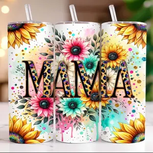 MAMA 20 Ounce  Tumbler with Pink Lid, Ideal for Drinking and Travel, Clear Design - Drinkware, Bottle Cup Portable