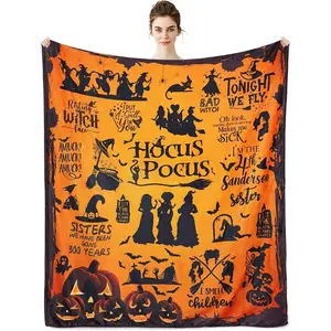 Movie Witch Blanket Hocus Poke Spooky Throw Blankets for Women Witch Flannel Fleece Blankets for Couch Christmas Gifts