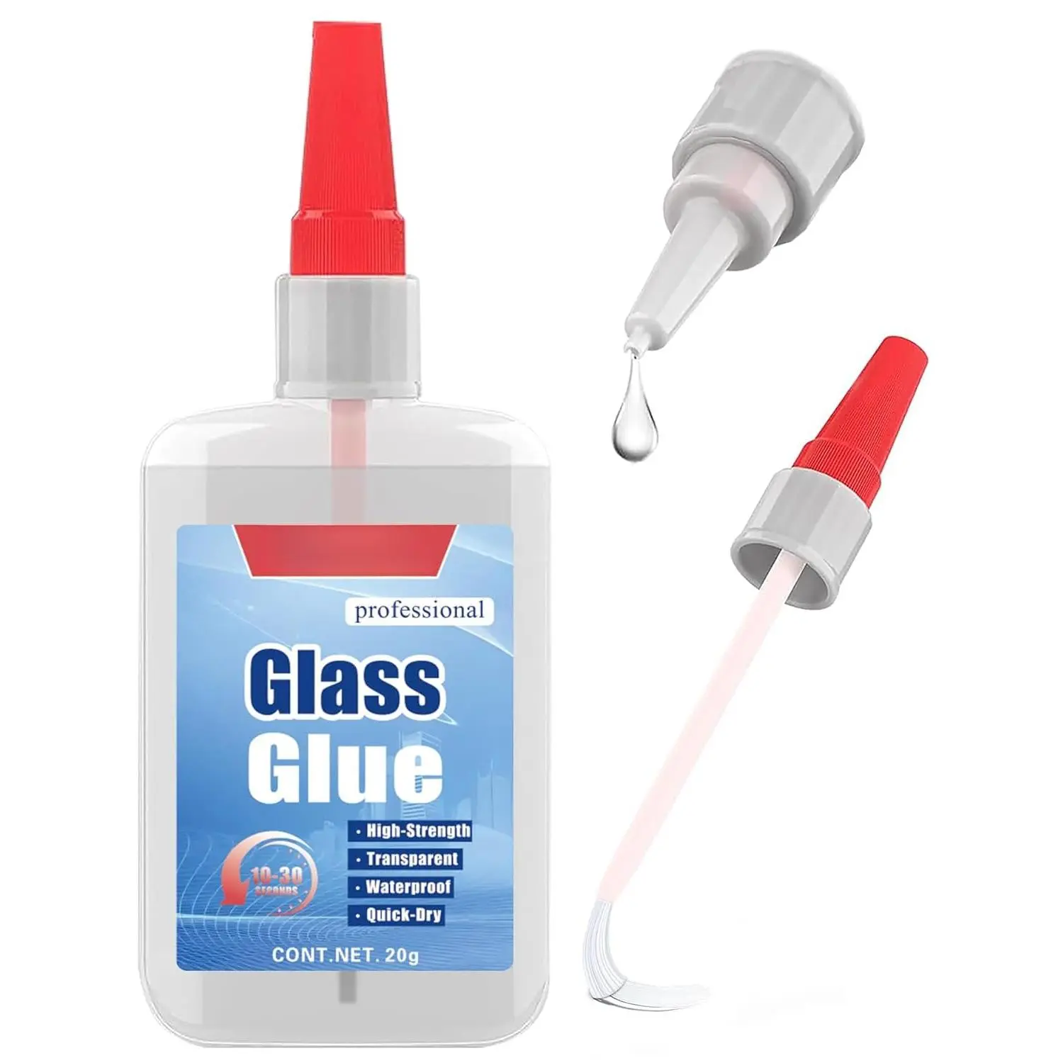 (2-in-1) Glass Glue with Brush Applicator & Nozzle, Adhesive,Super InstantGlue Bonding Between Glasses,Glassand Other Materials,Quick-Dry  Clear