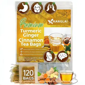 Premium Turmeric Ginger Cinnamon Tea 120 Bags 100% Natural Anti-Inflammatory Eco-Friendly No Sugar Caffeine Gluten Vegan Loose Leaf Tea Anti-Inflammatory Looseleaf Tea Beverage tiktokshopspringglowup
