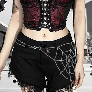 Navoky Pants Chain Layered Waist Chain for Women or Men Spider Web Chain for Jeans Pants Gothic Body Chain Halloween Jewelry Accessories