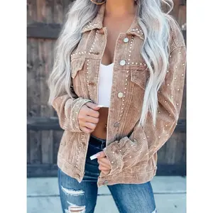 Studded Collared Neck Button Down Jacket