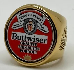 The BUTTWISER deCAPitator ring bottle cap & can tab opener, busts open your favorite beverage with a flick of the wrist. Golfing merchandise; Golf gift; PGA merchandise