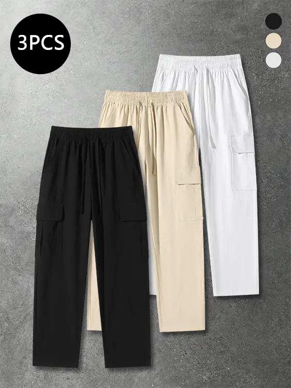 Men’s cargo pants with pockets, casual loose cotton pants, relaxed fit, outdoor sports long pants, versatile cotton hiking sweatpants, casual jogging pants, wide leg loose fit sweatpants, casual loose pants, casual versatile loose-fit sport pants