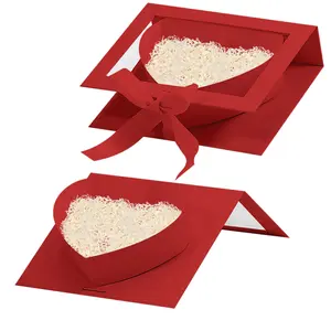 Heart Shaped Gift Boxes with Window 8'x6'x2' Goodie Cupcake Strawberry Box for Valentine's Day Wedding Engagement Anniversary Bridal Shower Decorations