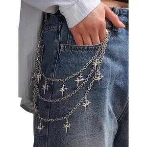 1pc Multi-Layer Star Pendant Belt - Layered Design Punk Aesthetic Hip Hop Pants Chain, Unisex Sports & Outdoor Accessory, Trendy Pants Decoration