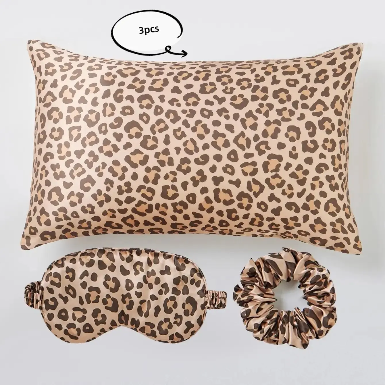 Household Bedding, Solid Color Pillowcase & Eye Mask & Hair Loop, Soft Sleeping Bedding Supplies, Elegant Bed Set for Home Decor, Cozy Room Accessorie