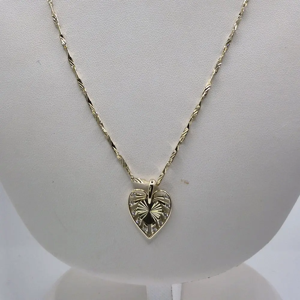heart pendant with chain laminated gold