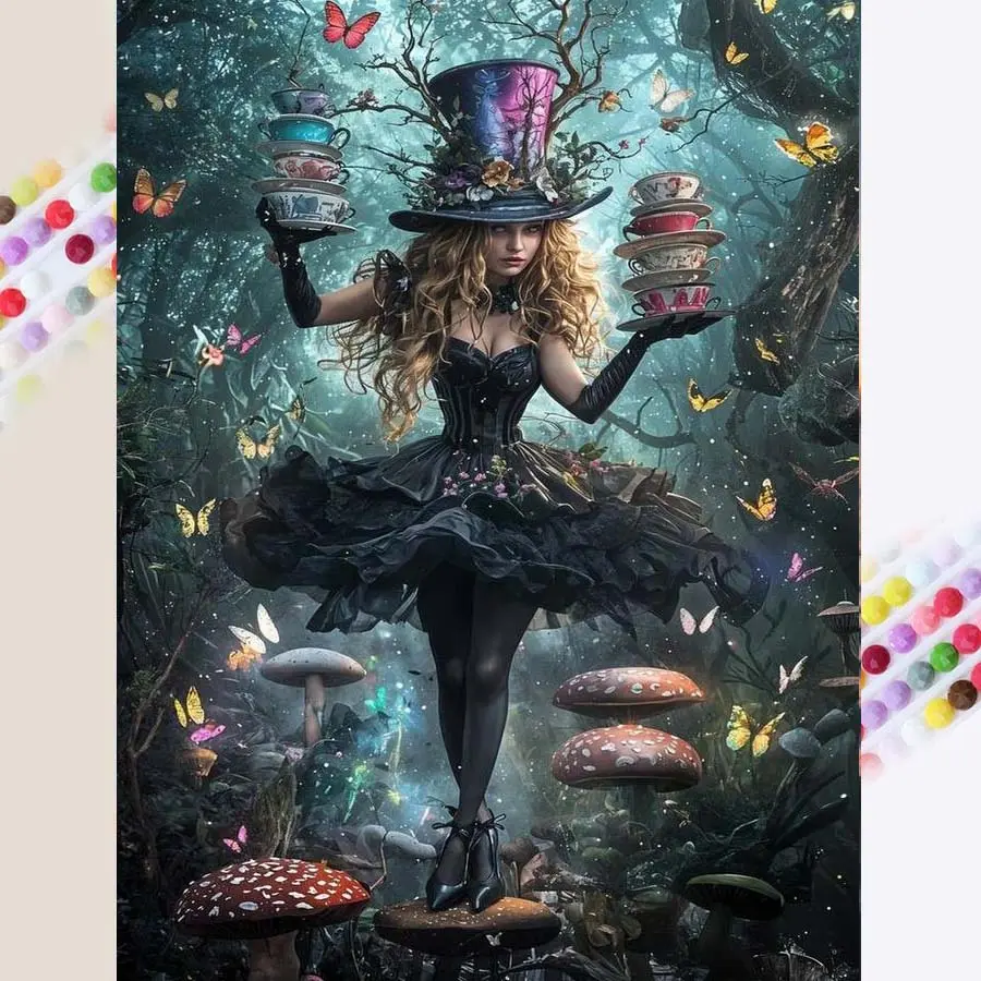 1 DIY Diamond Painting Kit, 5D Diamond Art Set, DIY Decoration, Forest Wonderland Magic Diamond Painting Set with Full Round Diamonds, Mosaic, Diamond Art, DIY Home Décor, Suitable for Christmas, Handcraft, DIY Craft Supplies