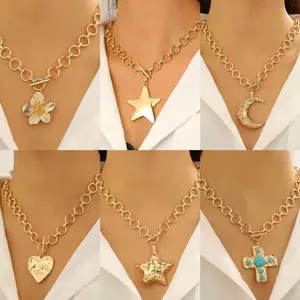 Geometric pentagram alloy pendant necklace - trendy, unique, and statement-making star clavicle chain
