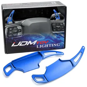 iJDMTOY Racing Sports Blue Aluminum Larger Paddle Shifter Extension For Ford 2024-up Mustang