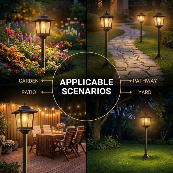 [Two Pack] 63" Solar Lamp Post Lights, Waterproof Outdoor Pole Lights for Patio, Garden, Yard, Pathway, Front & Back Door, Warm White with Replaceable Bulbs, Valentinesdaygift