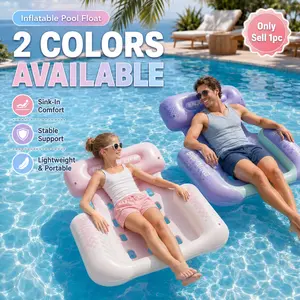 110cm Inflatable Floating Bed for Adults, 3-Tube PVC Water Lounger with Breathable Air Hole Surface, Portable Foldable Pool Float for Outdoor Swimming, Inflatable Pool Raft, Beach Lake, Summer Floating Chair for Relaxation and Sunbathing