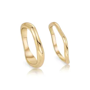 Rings for Women,14K Gold Plated Wavy Stackable Ring Set,Delicate Eternity Gifts for Women