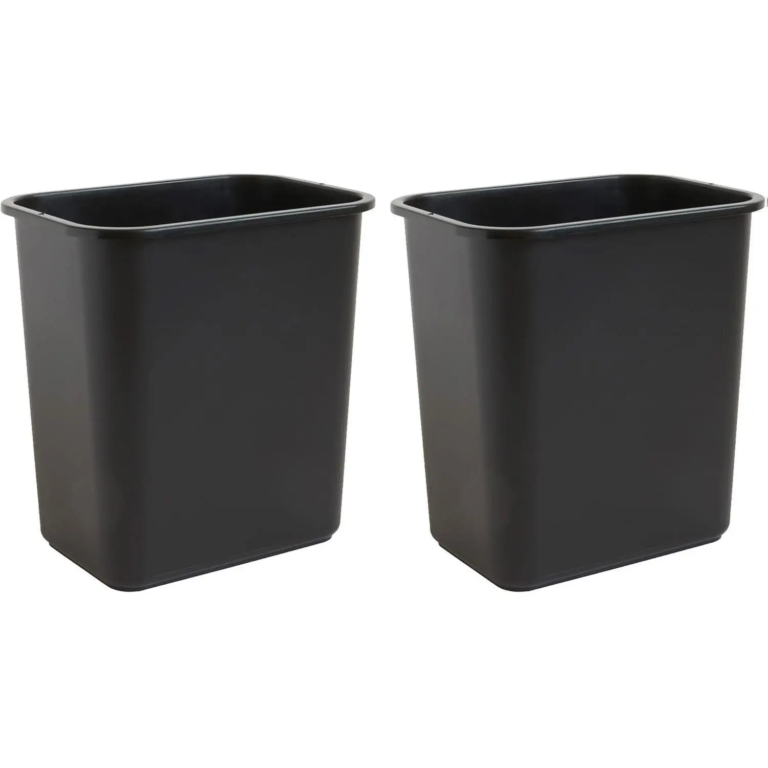 United Solutions 7 Gallon / 28 Quart Space Saving Trash Wastebasket, Fits Under Desk and Small, Narrow Spaces in Commercial, Kitchen, Home Office, and Dorm, Easy to Clean, Black, (WB0338) (Pack of 2)
