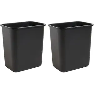 United Solutions 7 Gallon / 28 Quart Space Saving Trash Wastebasket, Fits Under Desk and Small, Narrow Spaces in Commercial, Kitchen, Home Office, and Dorm, Easy to Clean, Black, (WB0338) (Pack of 2)