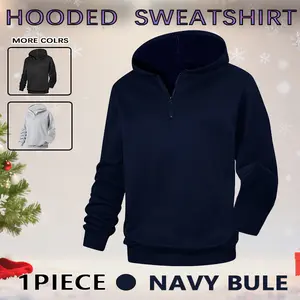 Men's Plain Half Zip Drop Shoulder Essentials quarter zip men Hoodie Design Streetwear Graphic Casual Man Relaxed Relaxed Modern Autumn Basic Comfort Menswear Stylish Sweatshirts Pullover Cozy Fashion