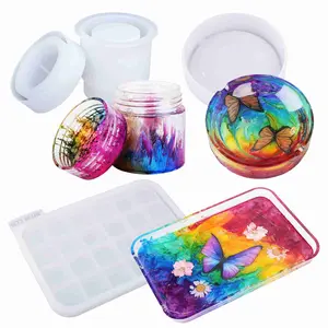 Resin Mold Silicone Kit with Resin Rolling Tray Mold, Ashtray Resin Jar Mold with Lid for Casting Resin,Epoxy Resin,DIY Storage Container -LET'S RESIN Resin Mold Silicone Kit with Resin Rolling Tray Mold, Ashtray Resin Jar Mold with Lid for Casting Resin,Epoxy Resin,DIY Storage Container -LET'S RESIN