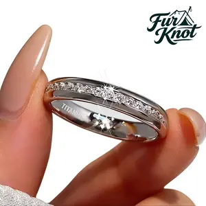 5-piece women’s wedding and engagement ring set, crafted from hypoallergenic titanium steel. Bohemian style with round zircon inlays, tarnish-resistant platinum plating, perfect for daily wear.
