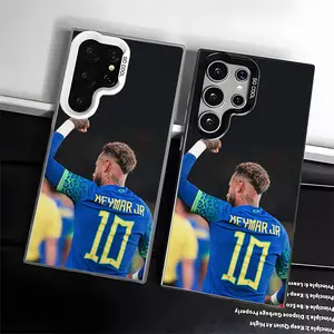 Casing For SAMSUNG GALAXY S22 S23 S24 FE ULTRA Neymar Black Silver Stylish Acrylic Shockproof Protection Anti-Drop Phone Cases Shell Cover football