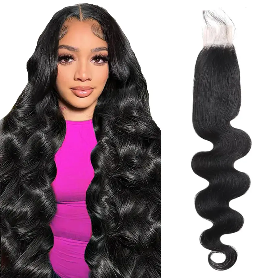 2x6 HD Lace Closure Skinlike Human Hair Closure Body 2x6 Vietnamese Virgin Human Hair 10-16 inch Kim K Middle Part Closure 2x6 Body Wave HD Closure 12 inch Pre-plucked with Natural Hairline