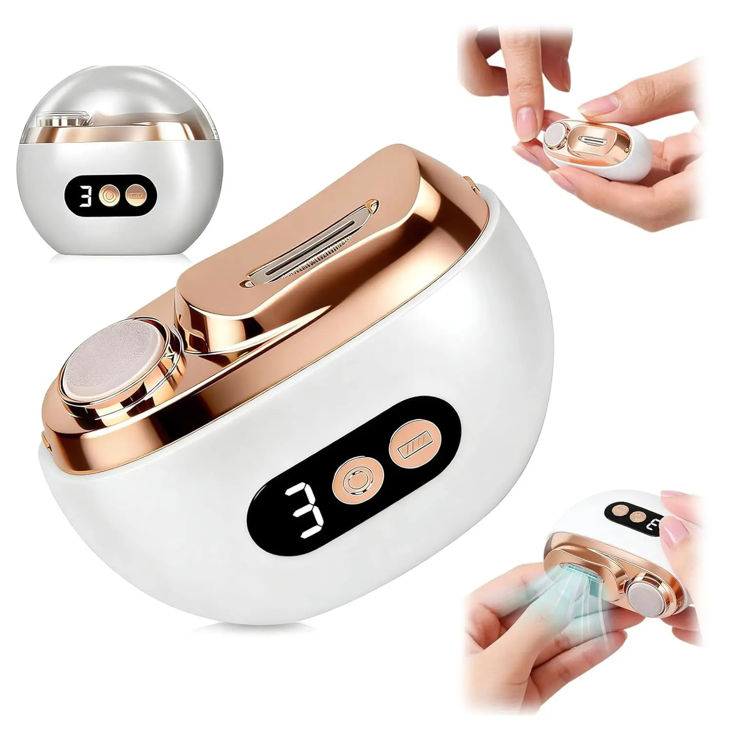 2-in-1 Electric Nail Clipper, 3-Speed Automatic Nail Trimmer with LED Light & Storage Box, Rechargeable for Baby Kids Adults Seniors