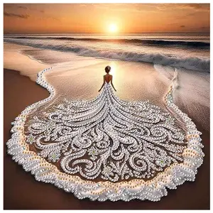 Beach Goddess Pattern DIY Diamond Arts Colorful Painting Kit without Frame, DIY 5D Diamond Arts Colorful Painting Kit, Wall Art Decor for Home