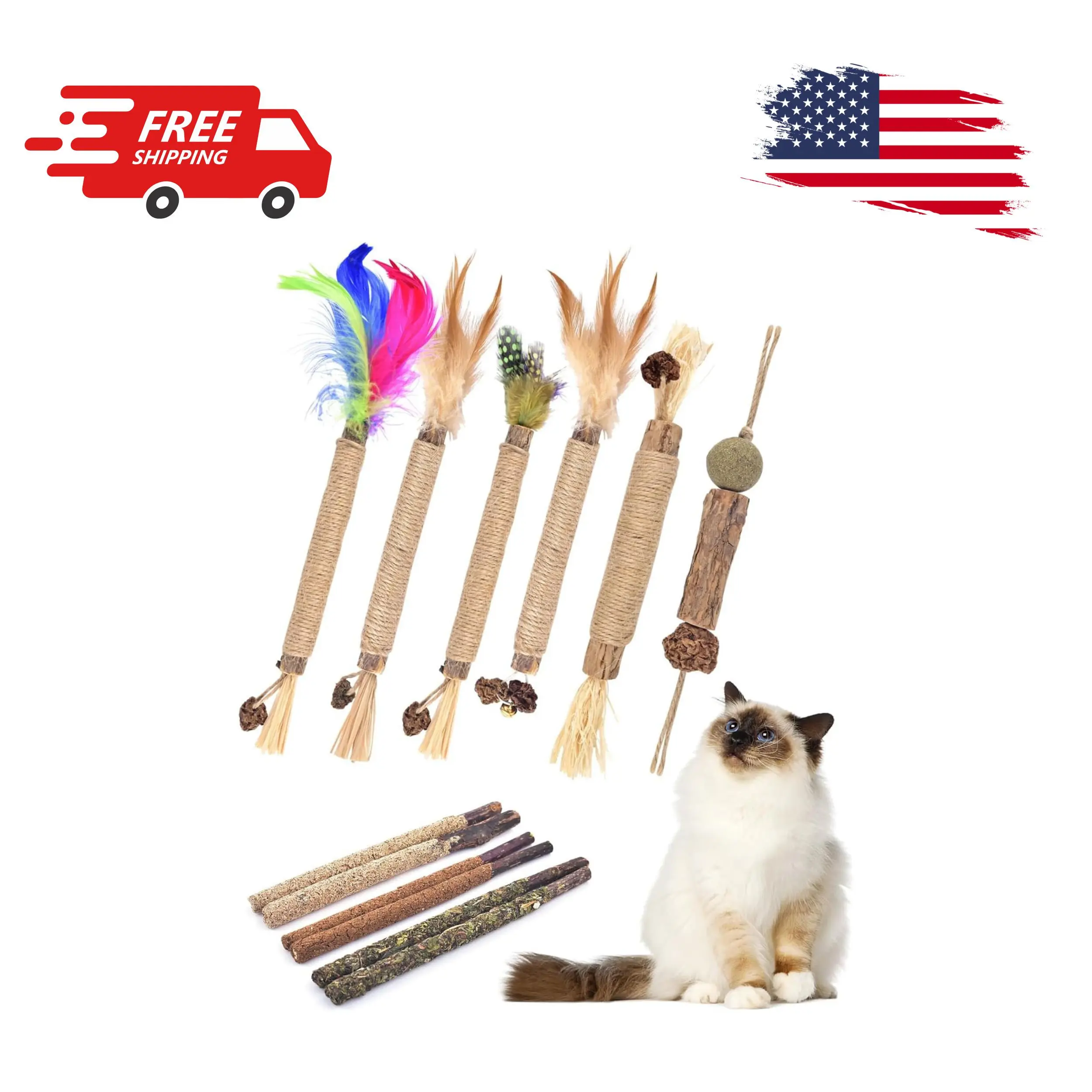 Silvervine Chew Sticks for Cats, 12 Pack Natural Catnip Chew Toys
